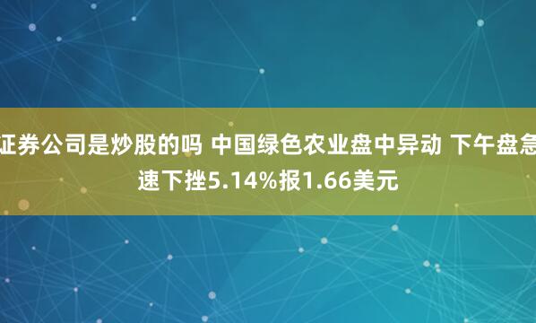 证券公司是炒股的吗 中国绿色农业盘中异动 下午盘急速下挫5.14%报1.66美元